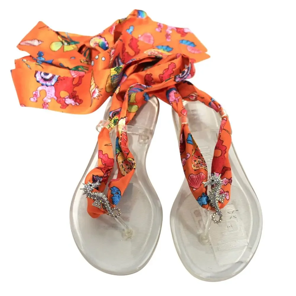 I.N.C. Orange Malana Scarf Flat Sandals Size 6 NWT